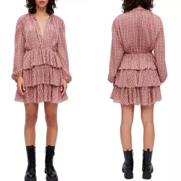 NWT Maje Rilivate Floral Print Tiered Mini Dress - Picture 17 of 17